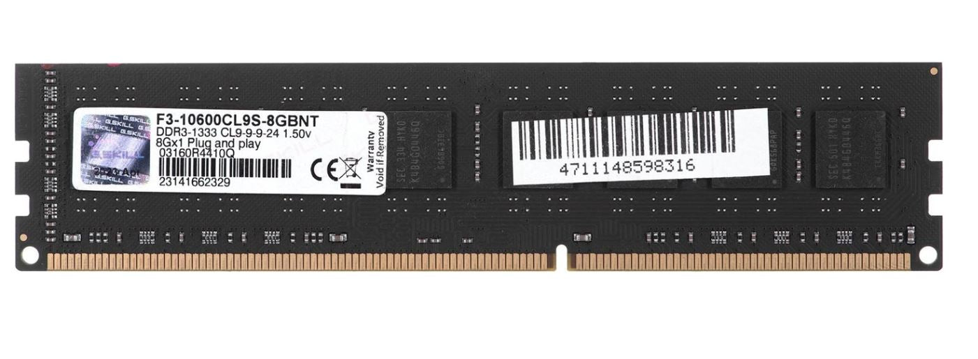 G.Skill NT Series DDR3 Memory Module 8 GB 240-PIN 1333 MHz for ASUS MAXIMUS IV EXTREME-Z, V FORMULA, V GENE F3-10600CL9S-8GBNT PC3-10600 CL9