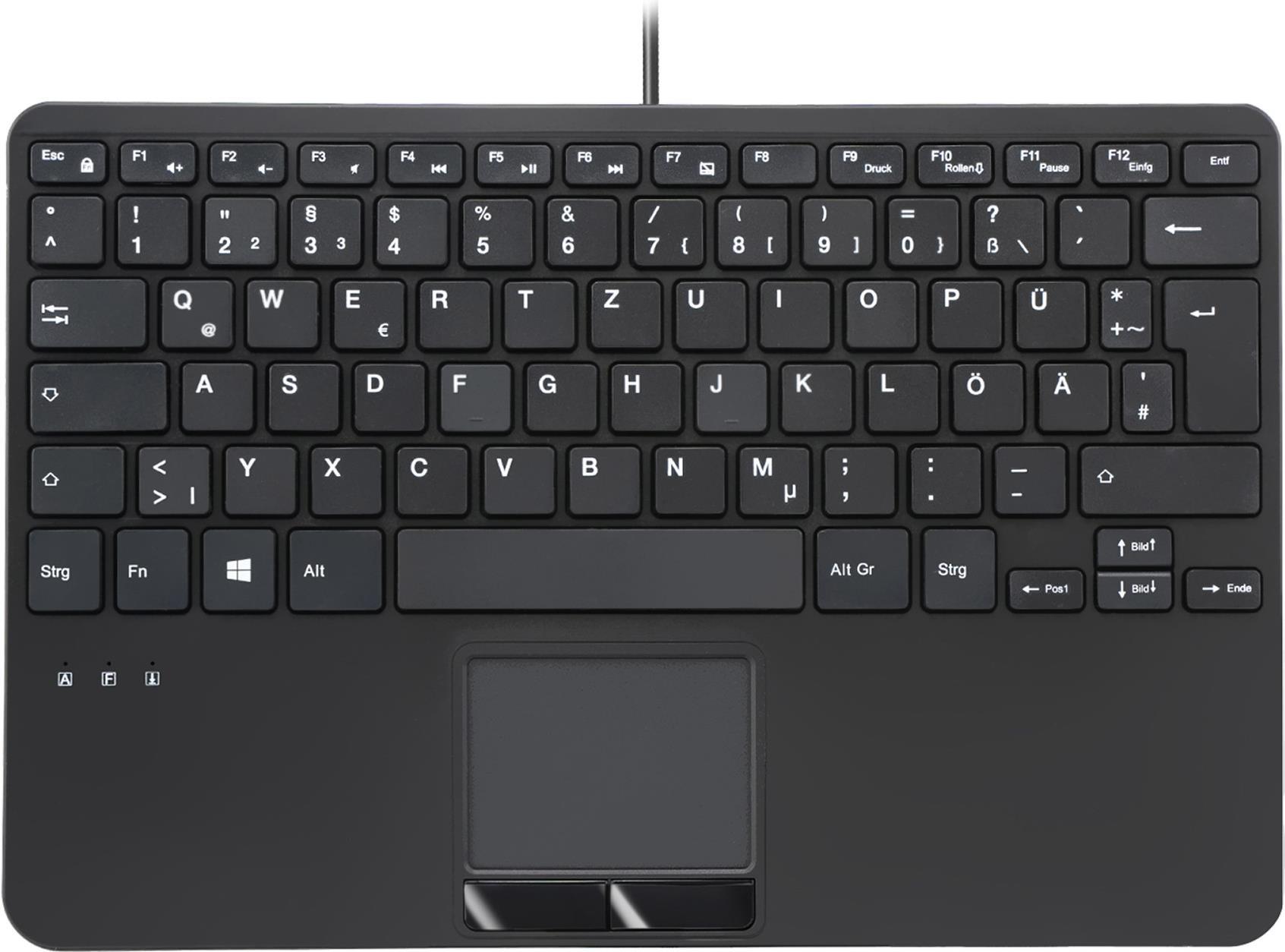 Perixx PERIBOARD-525 DE B Wired Mini USB Keyboard with Touchpad
