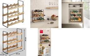 metaltex York LAVA Bottle Rack, 3 Levels, for 12 Bottles, Oil-treated Acacia Wood Shelves