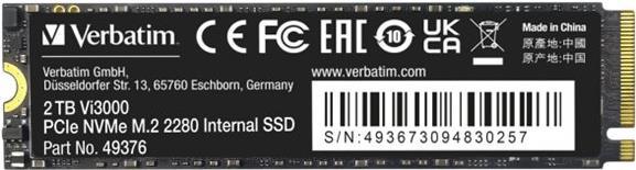 Verbatim Vi3000 - SSD - High Endurance - 2TB - NVMe - M.2 2280 - PCIe 3.0 x4 (49376)