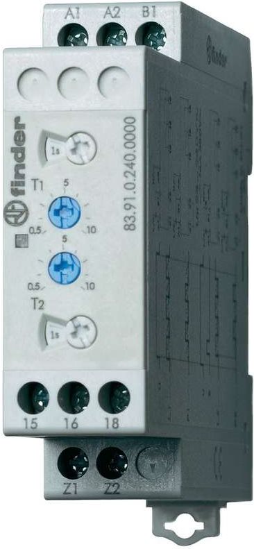 Finder Multifunctional Industrial Time Relay Asymmetric Clock Generator 83.91.0.240.0000 24 - 240 V DC/AC 1 Changeover Contact 16 A Max