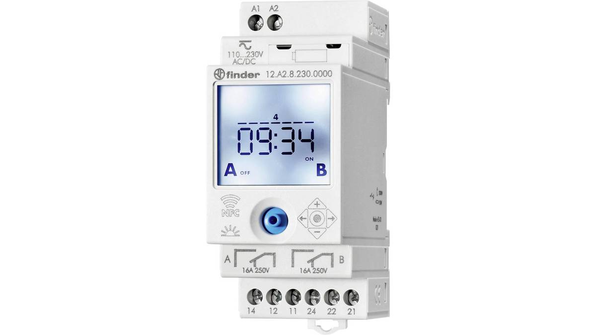 Finder 12A200240000 Timer Switch, Weekly Program, Daily Program, IP20