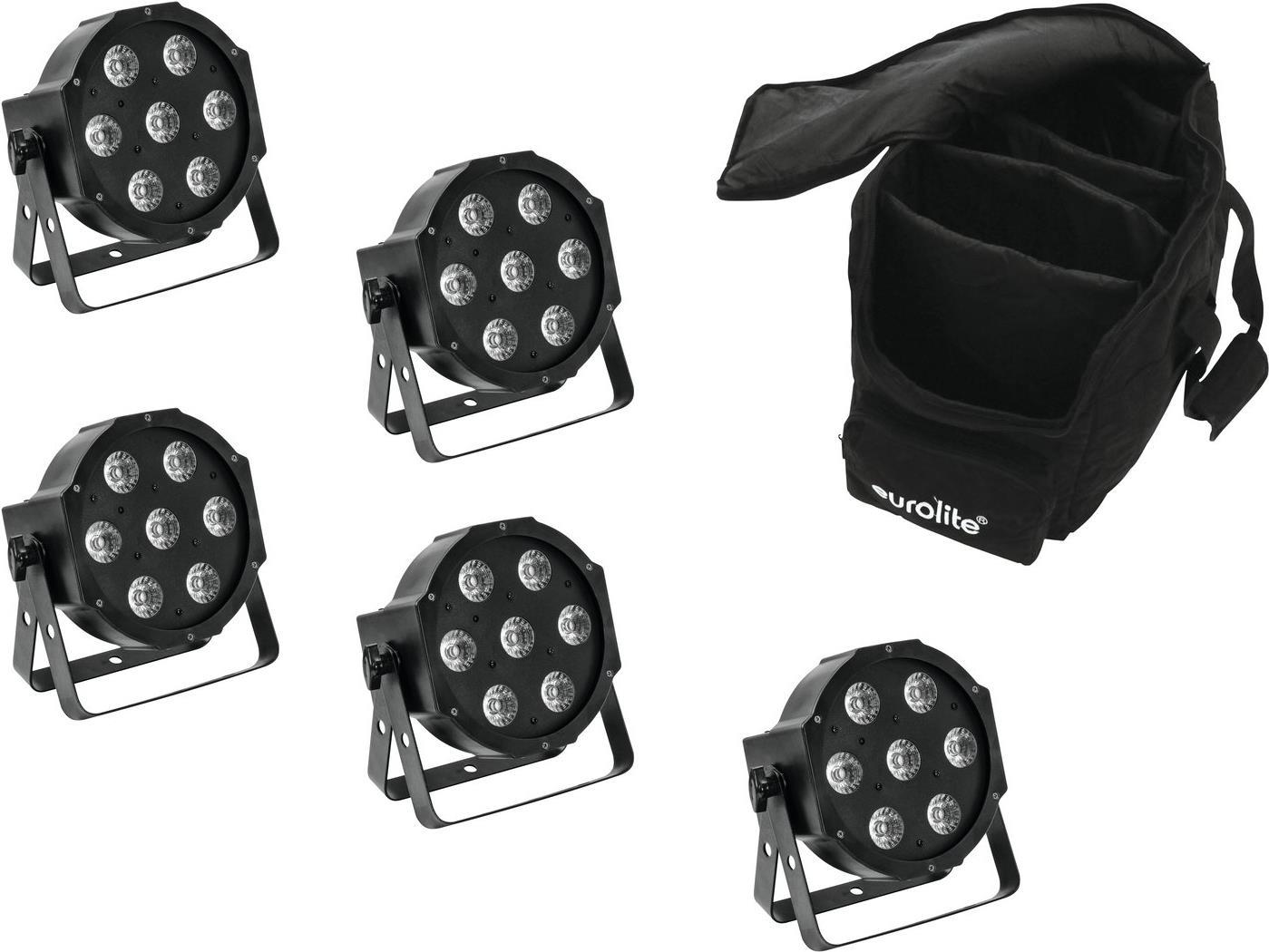 EUROLITE LED Sls-7 HCL Floor Light Set 5x with Soft-Bag DMX Control Sb-18 DMX512