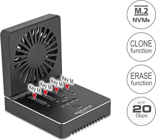 Delock USB 20 Gbps M.2 Docking Station for 4 x M.2 NVMe PCIe SSD 64352