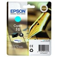 Epson 16 Cyan Original Ink Cartridge for WorkForce WF-2010, WF-2510, WF-2520, WF-2530, WF-2540, WF-2630, WF-2650, WF-2660 - C13T16224010