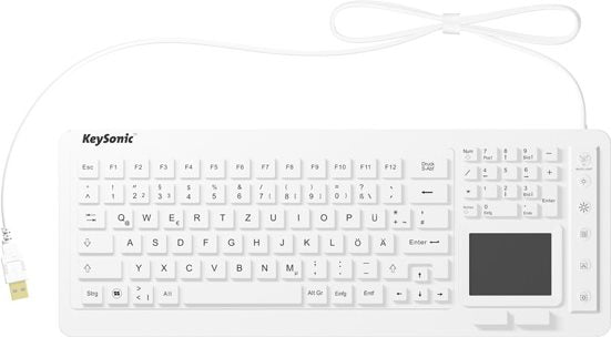 KeySonic KSK-6231INEL USB QWERTZ German Keyboard - White