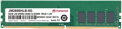 Transcend JetRAM DDR4 Module - 8 GB - DIMM 288-PIN - 2666 MHz - Non-ECC PC4-21300 CL19 JM2666HLB-8G