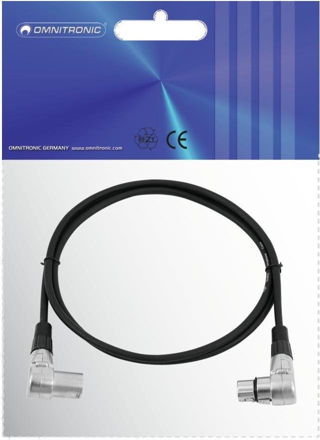 Omnitronic XLR Connection Cable, 1x XLR Male - 1x XLR Female, 1.50 m, Black, 30220630