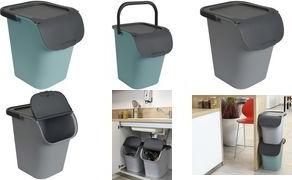EDA TriHome Sorting Container, 40 L, Green/Anthracite, Waste Bin with Lid, Plastic