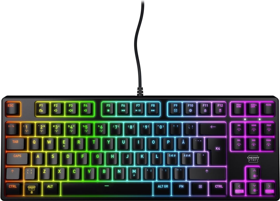 CHERRY XTRFY K4V2 Keyboard RGB TKL Backlighting USB AZERTY French Key Switches: CHERRY MX2A Red - Black (CX-K4V2-RGB-TKL-R-FRA)