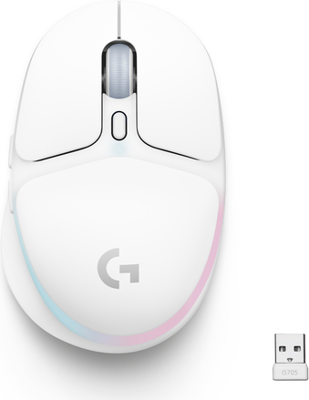 Logitech G G705 Wireless Mouse for Small Hands - 6 Buttons - Bluetooth - LIGHTSPEED Receiver - White (910-006367)
