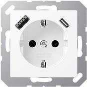 Jung A1520-15CAWWM - Schuko Socket with USB Type A & C