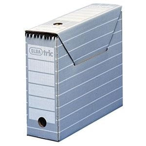 ELBA Tric Archive Box A4, 95 mm Wide, Grey-White, Sturdy Corrugated Cardboard