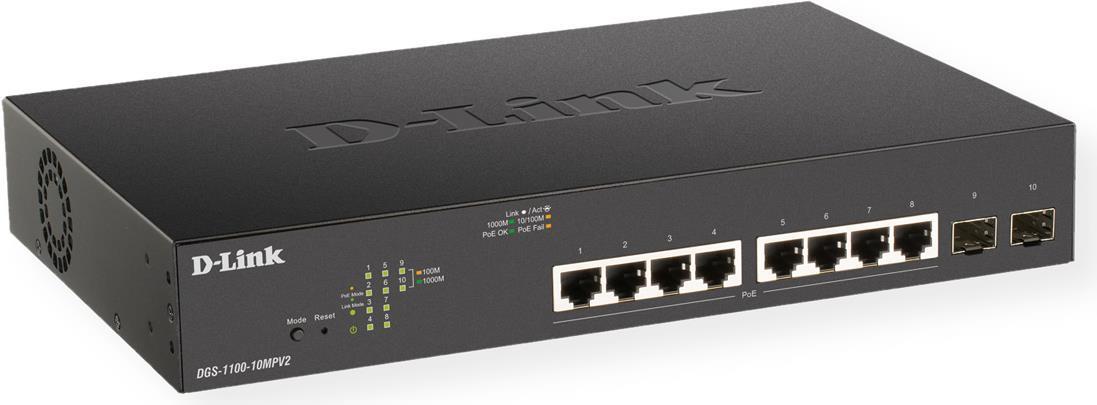 D-Link DGS 1100-10MP V2 Smart Managed Switch - 10 Ports - PoE - Desktop (130 W)