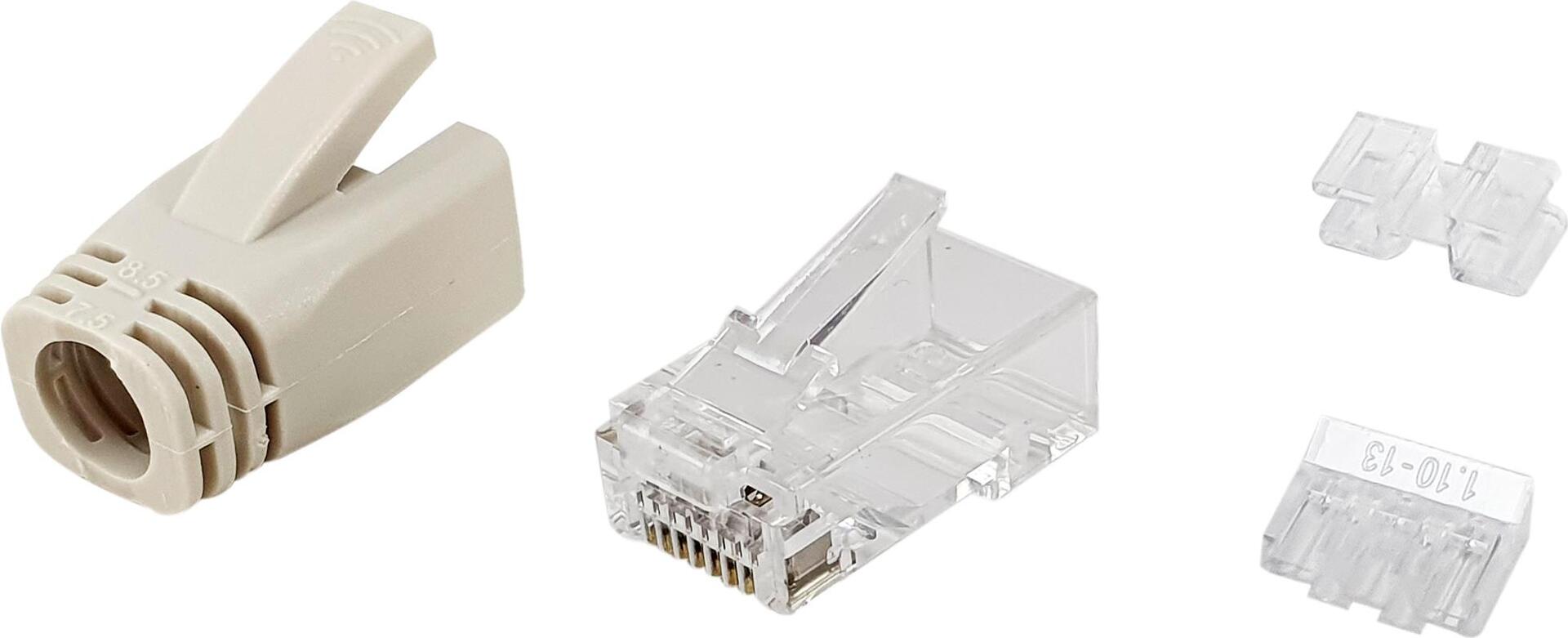 Equip Cat.6A RJ45 Stecker-Satz, 100 Stück pro Packung. Stecker: RJ-45, Produktfarbe: Transparent, white, Kabelstandard: Cat6a. Gewicht: 4 g, Breite: 48 mm, Tiefe: 13,5 mm. Menge pro Packung: 100 Stück(e). Verpackungsbreite: 275 mm, Verpacku