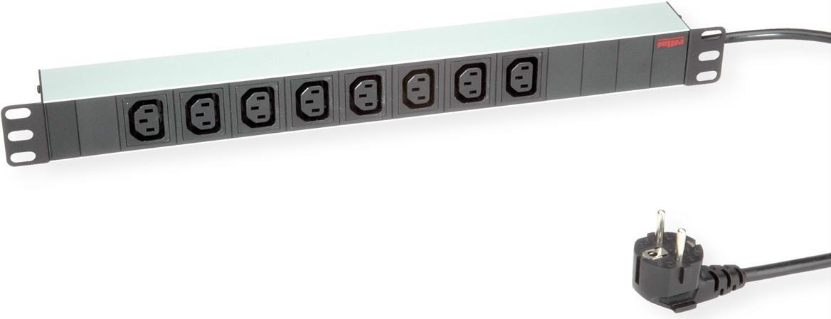 ROLINE Socket Strip 19" 8-Way C13 Safety Plug Aluminum 2.0 m (19.07.1628)