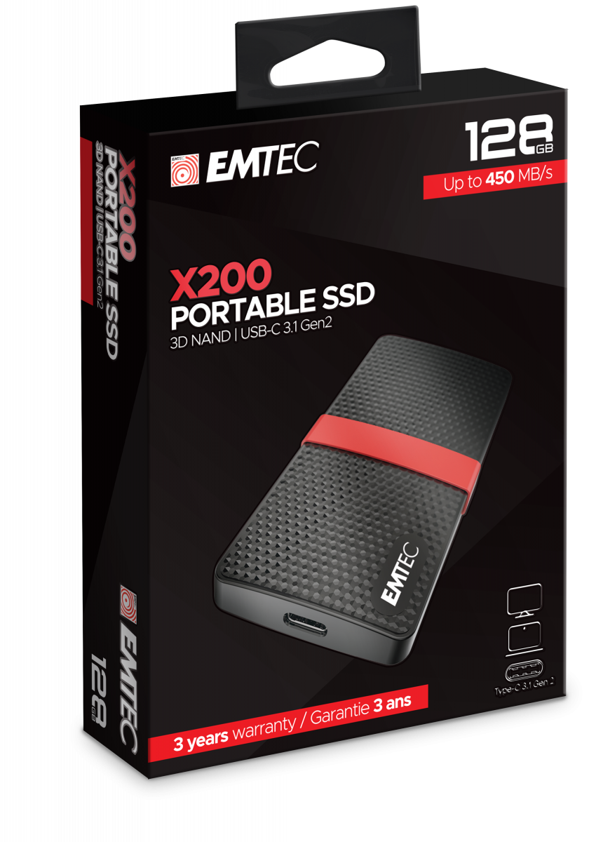 EMTEC SSD Power Plus X200 - 128GB External SSD - USB 3.1 Gen 1 ECSSD128GX200