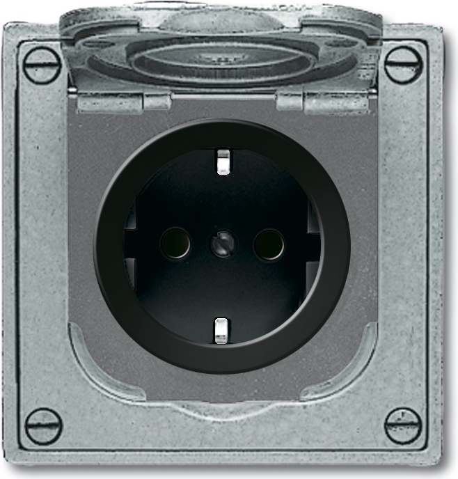 Busch Jaeger CEE 7/3 Socket, Black - Grey (2011-0-3871)
