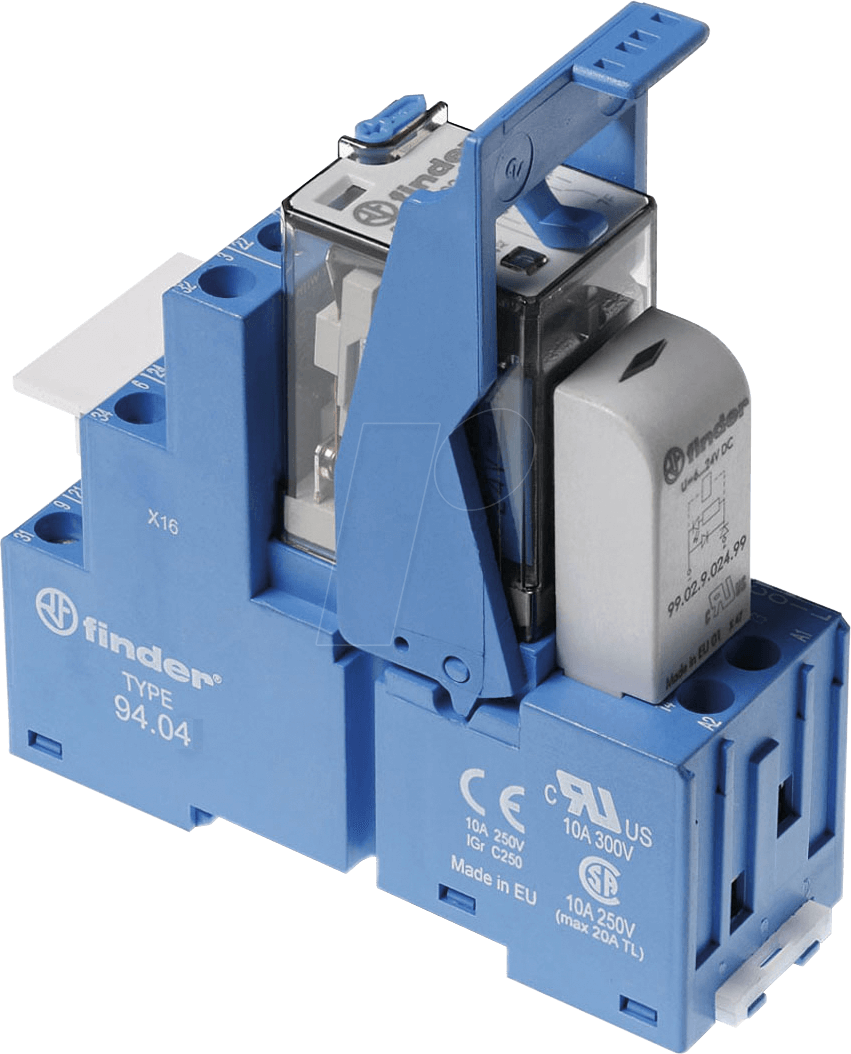 FINDER S.p.A. Interface Relay 58.34.9.024.0050, DIN Rail Mount, 24V DC Coil