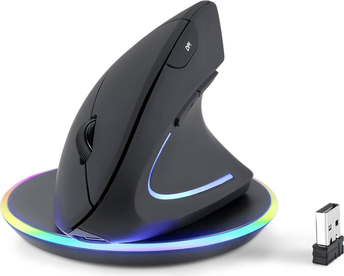 Perixx PERIMICE-713 RX Vertical Ergonomic Wireless Mouse with Charging Pad (PERIMICE-713 RX)