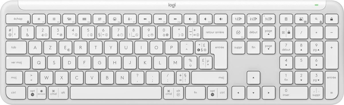 Logitech Signature Slim K950 Wireless Keyboard - Full Size - Bluetooth 5.1 LE - AZERTY - Off-White - 920-012454