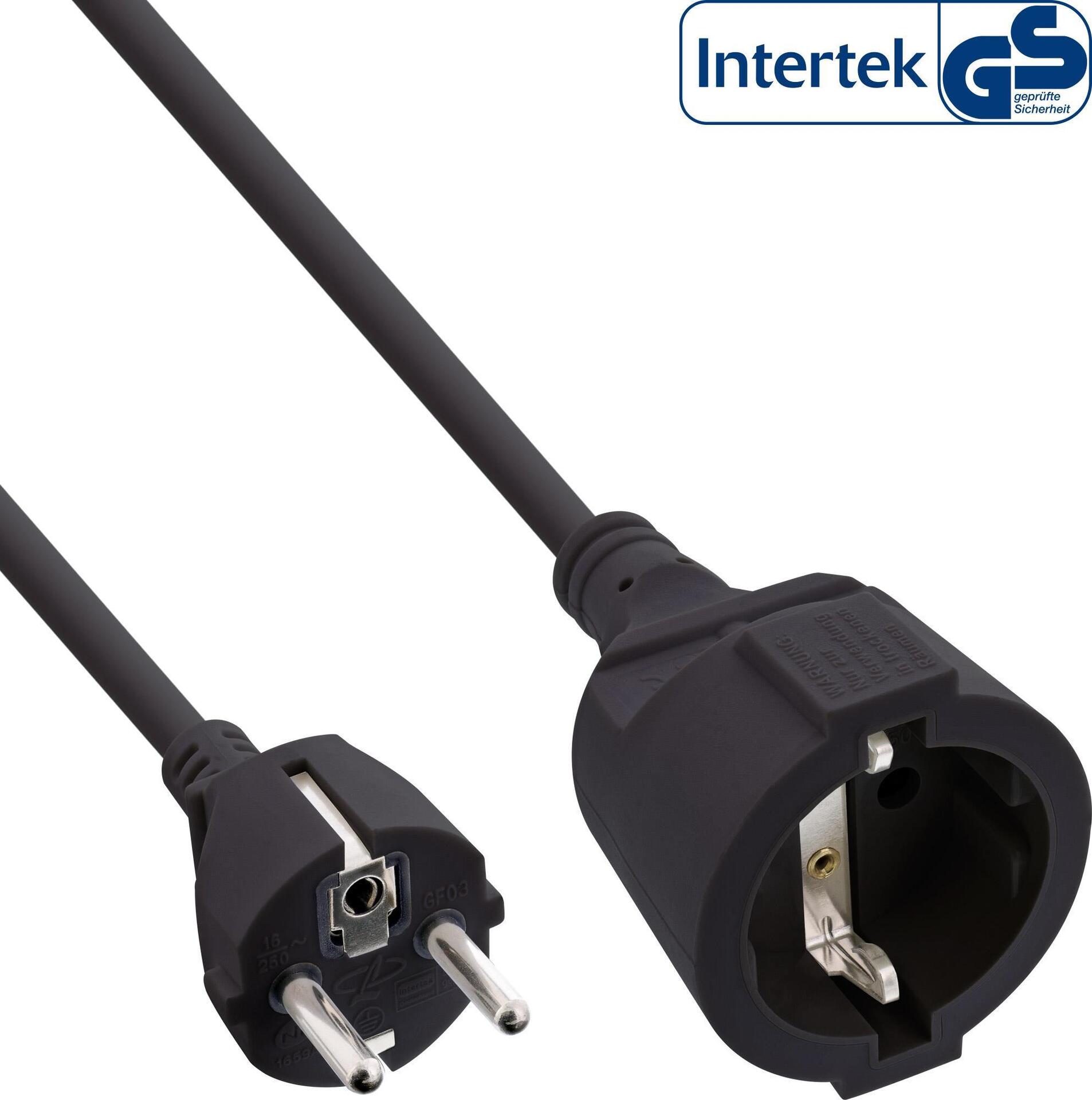 InLine® Power Extension Cord Schuko Plug/Socket Black 20 m (16410F)
