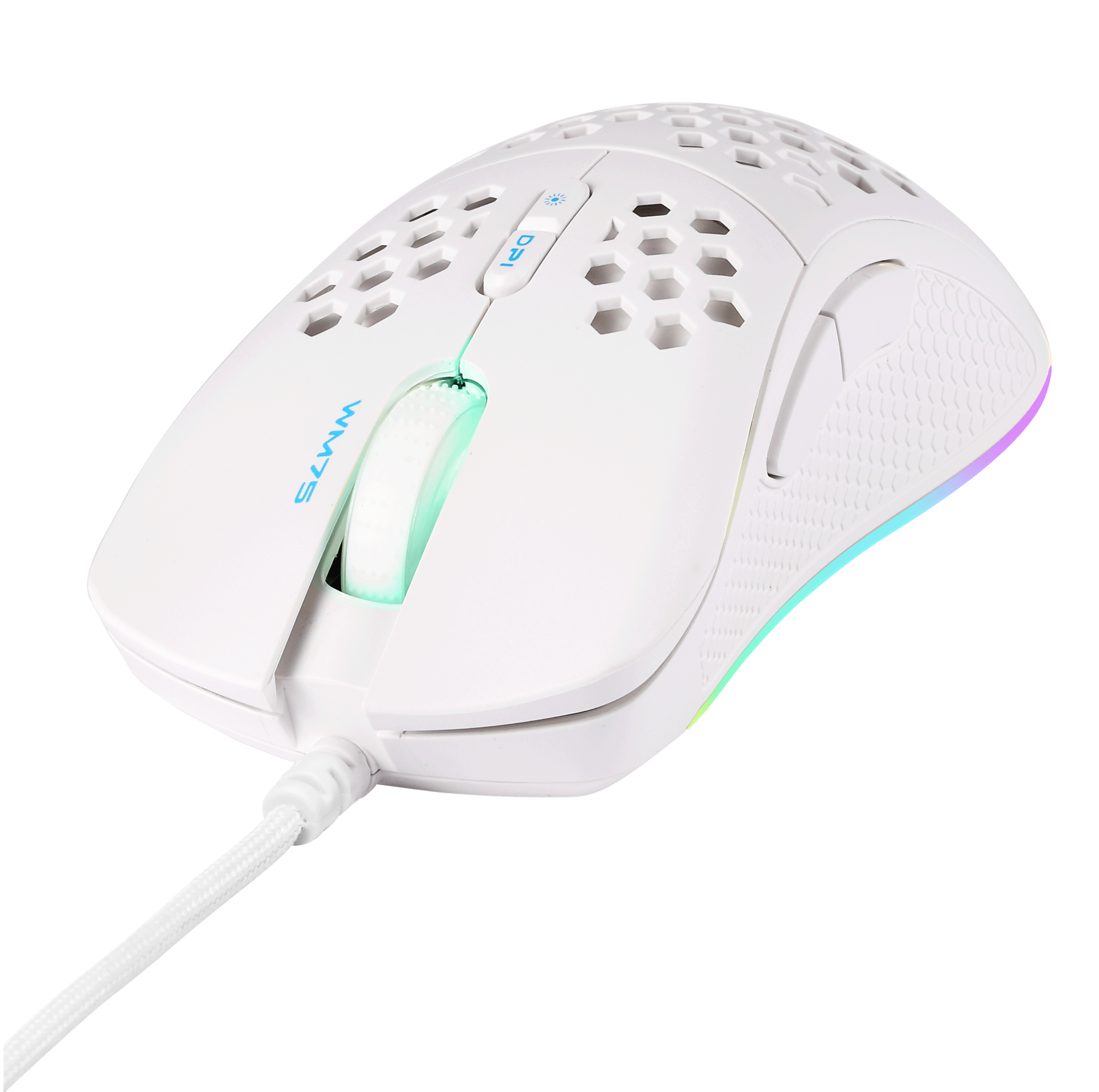 DELTACO GAMING WM75 Gaming Mouse USB Optical White 7 Buttons 6400 dpi Illuminated GAM-108-W