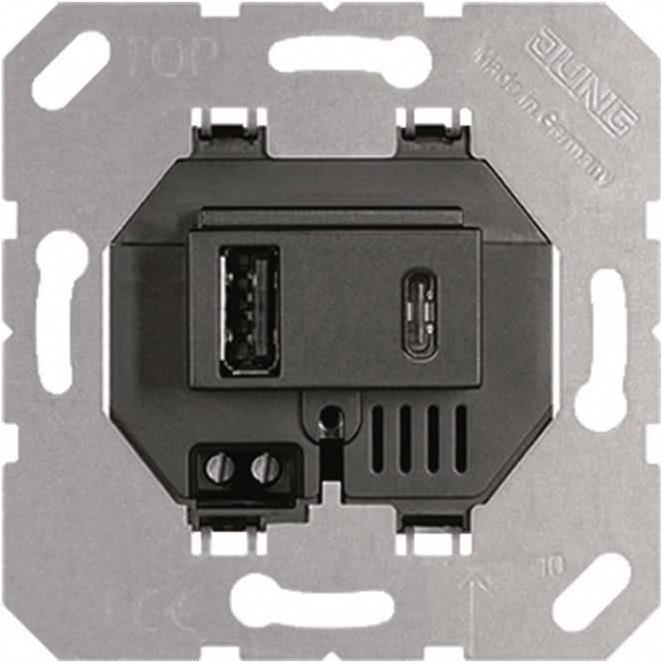 Jung USB Charger with Type A and Type C Ports (USB15CASW)