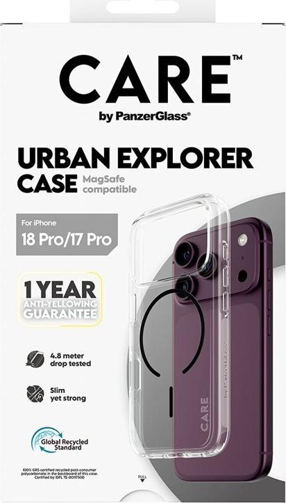 CARE by PanzerGlass Urban Explorer Case Transparent with Black MagSafe for iPhone 17 Pro (CR04856)