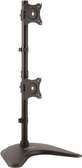 StarTech.com Vertical Dual Monitor Mount - Heavy Duty Steel - Adjustable Stand for 2 Monitors - Black - for 13"-27" Screens