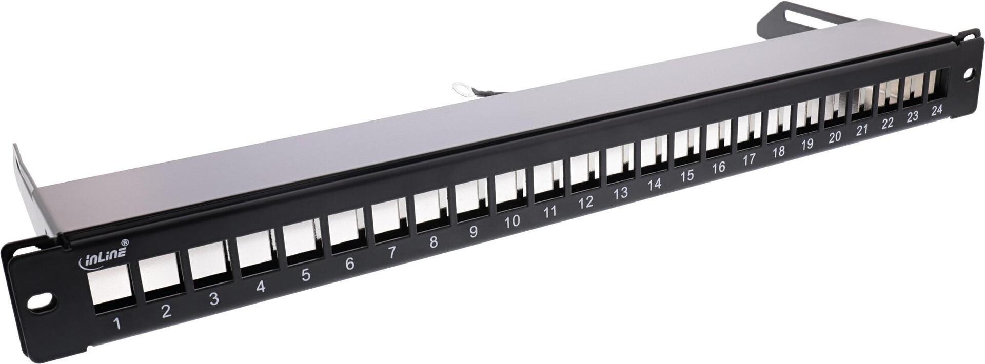 InLine Patch Panel 24-Port Keystone Snap-In Blank Patchpanel 48.26 cm (19"), 1HE, Black (76824K) 24-fach