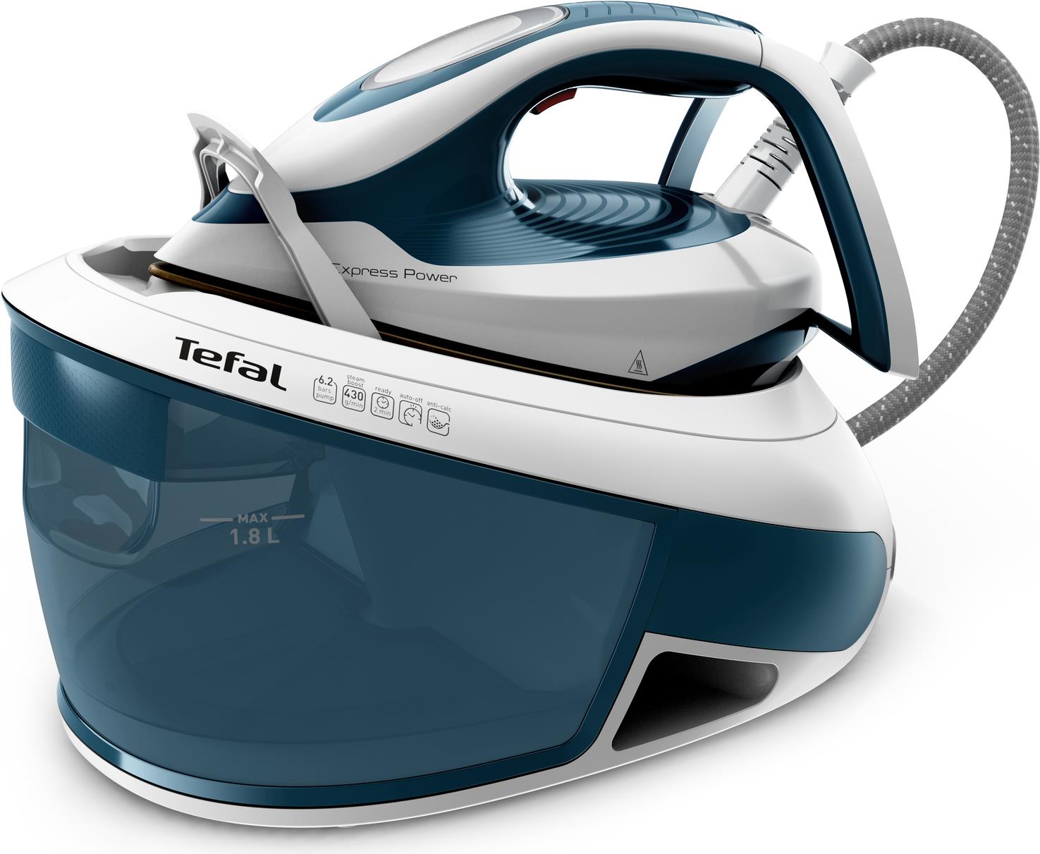 Tefal Express Power SV8111 1.8 L Durilium AirGlide Autoclean Soleplate - Blue/White (SV8111E0)