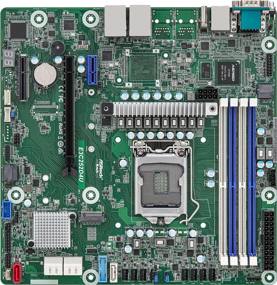 ASRock - Motherboard - E3C252D4U - Micro ATX - LGA1200 - C252 - USB 3.2 Gen 1 LGA1200-Sockel