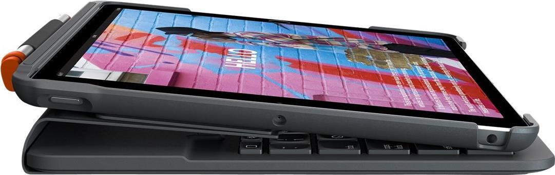 Logitech Slim Folio - Keyboard and Folio Case - Wireless - Bluetooth LE - QWERTY - GB - Oxford Gray - for Apple 10.2"