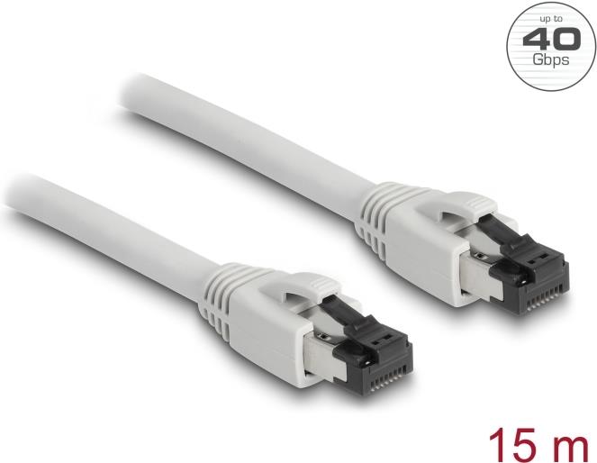 Delock - RJ45 Network Cable Cat.8.1 - 15 m - Up to 40 Gbps - Grey - Model: 80565