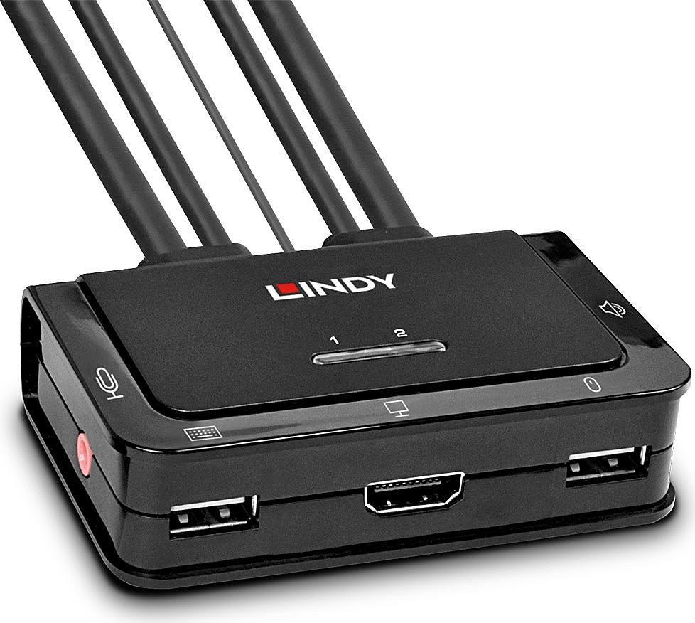 Lindy 2 Port KVM Switch, HDMI 18 G, USB 2.0 & Audio - Switch for 2 HDMI PCs (42345)
