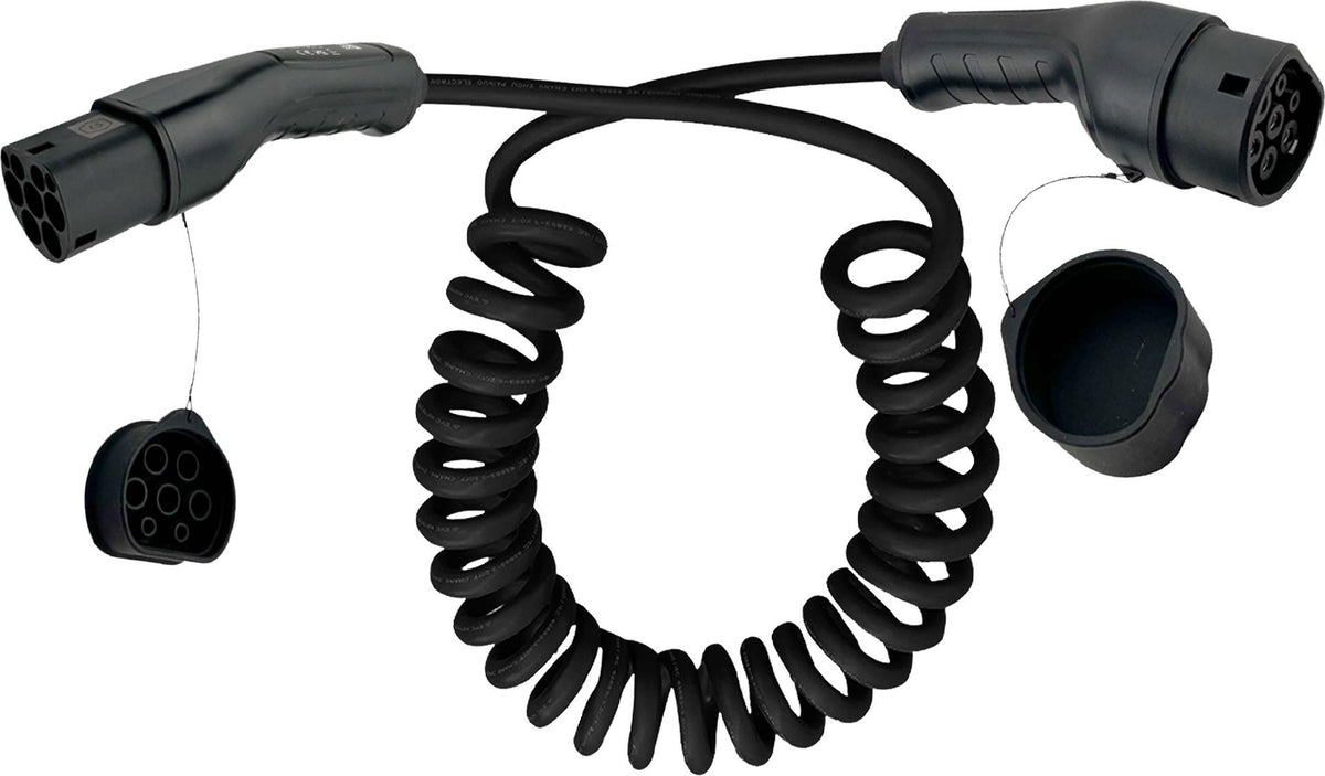 InLine EV Spiral-Autoladekabel 22 kW Typ 2 3-phasig 3 m Spiralkabel