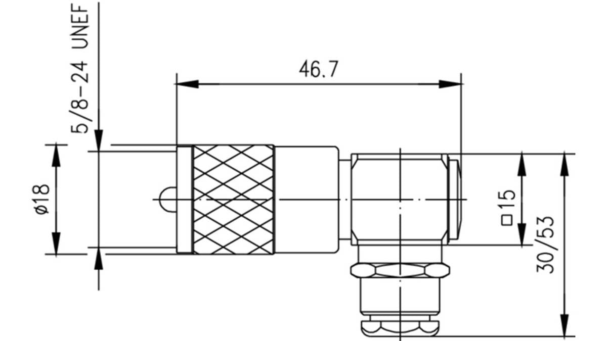 Telegärtner UHF Cable Angle Connector G01, G05 D01, G01 (RG-58C/U), G05 (RG-223/U), RG-141 A/U, RG-142 B/U - 1 Piece (J01040B1201)