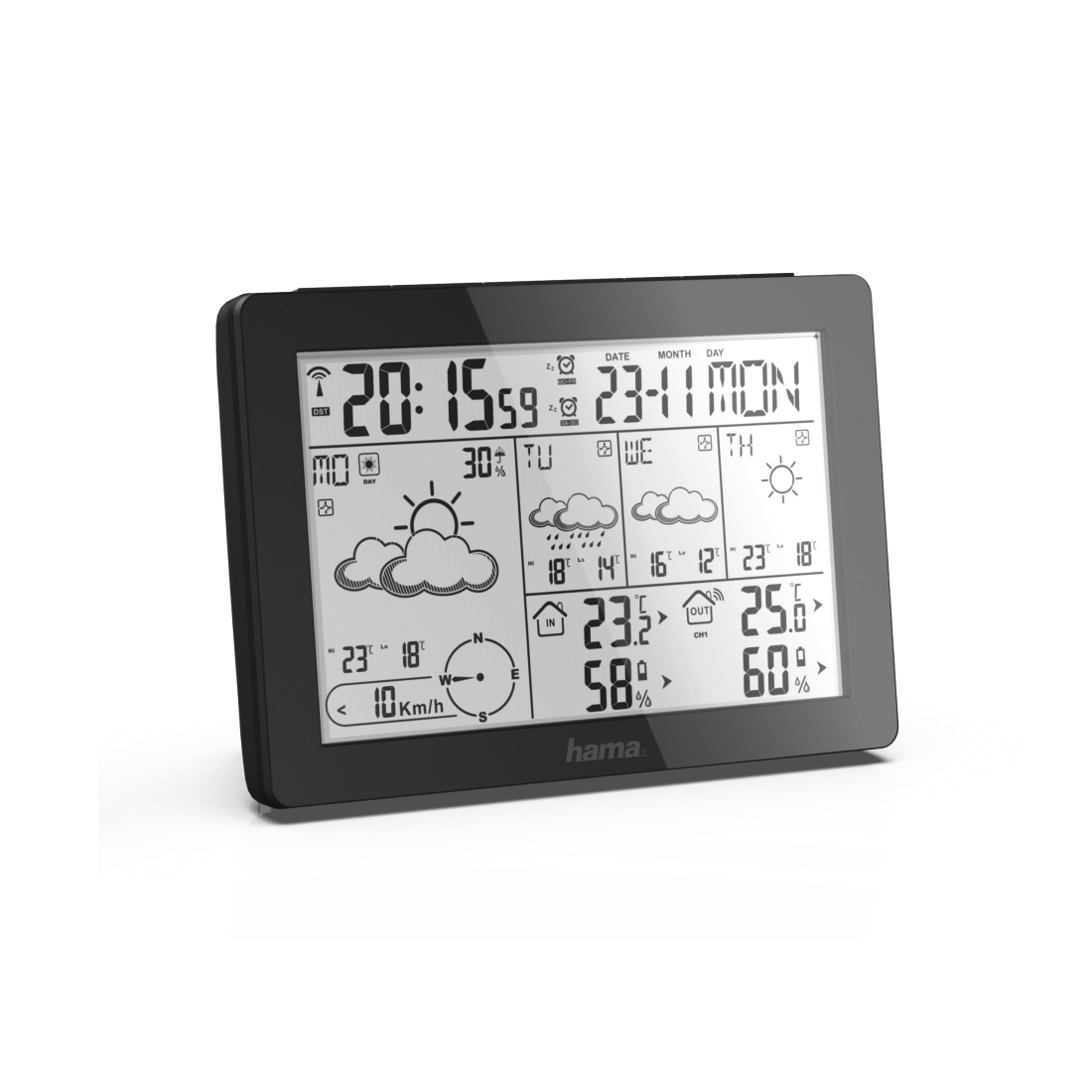 Hama Meteotime - Black - Anemometer - Indoor Hygrometer - Indoor Thermometer - Outdoor Hygrometer - 00186369