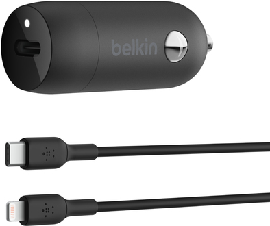 Belkin Dual USB-C Car Charger with Lightning Cable 1 m - Black CCA004bt1MBK-B5