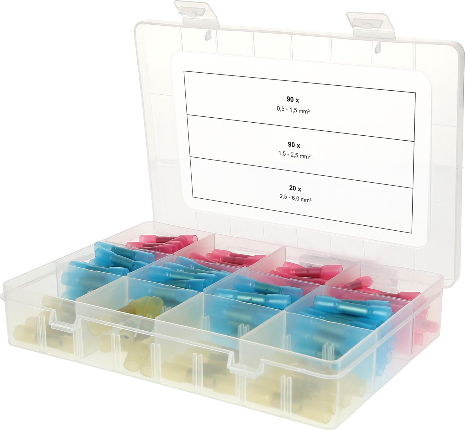 KS TOOLS Assortment of Shrink Butt Connectors, 0.5 mm² - 6.0 mm², 200-Piece (970.0790)