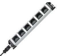 Kopp 6-Way Power Strip without Switch, Black, Silver, GST18i Connection Socket (2.29420012E8)