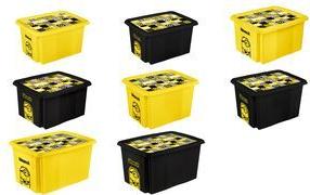keeeper Storage Box Karolina 'Minions Mosaic', 24 L Stackable Box with Lid, Yellow, PP