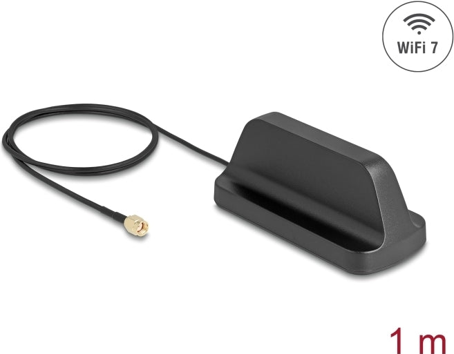Delock WiFi Antenna for WiFi 7 - RP-SMA Connector - 2400-2500 MHz; 5150-7125 MHz - Black