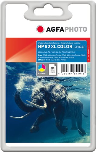 AgfaPhoto Ink Cartridge APHP62CXL for HP OJ5740 - 415 Pages - 11.5 ml