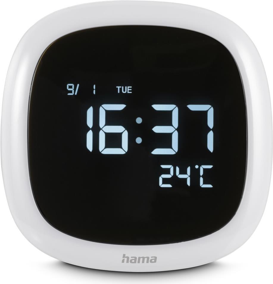 Hama Bora Bora Alarm Clock with Night Light, Dimmable, USB, White (00185862)