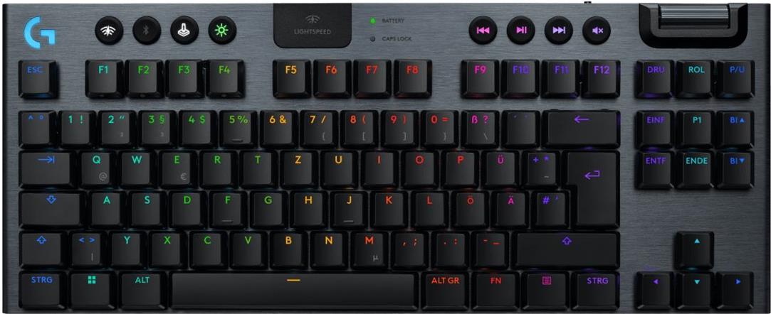 Logitech G G915 X - TKL Mechanical Gaming Keyboard - LIGHTSPEED - Wireless - Bluetooth 5.0,2.4 GHz, USB - QWERTZ - Black - 920-012754