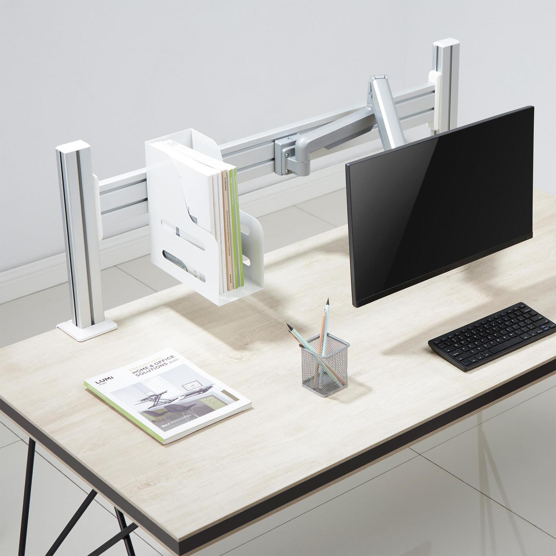 INLINE Slatwall - Mounting Component - Articulated Arm - for LCD Display - Steel - White - 43.2-81.3 cm (17"-32")