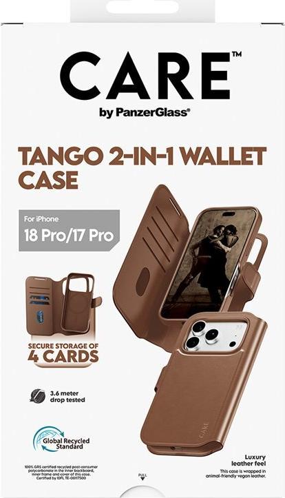 PanzerGlass CARE 2-in-1 Wallet Case for iPhone 17 Pro - Brown - MagSafe - CR47329
