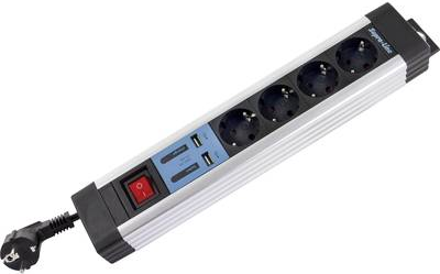 REV Power Strip with Switch - 4 Outlets - Silver and Black - 0014438713